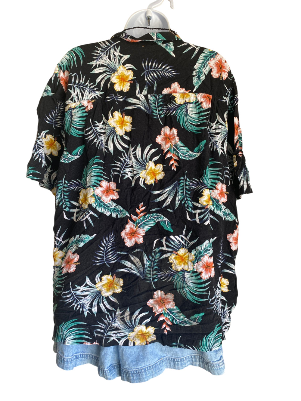 VTG George Plus 2XL Boho Floral Black Tropical Blouse Cottagecore Whimsigoth Top